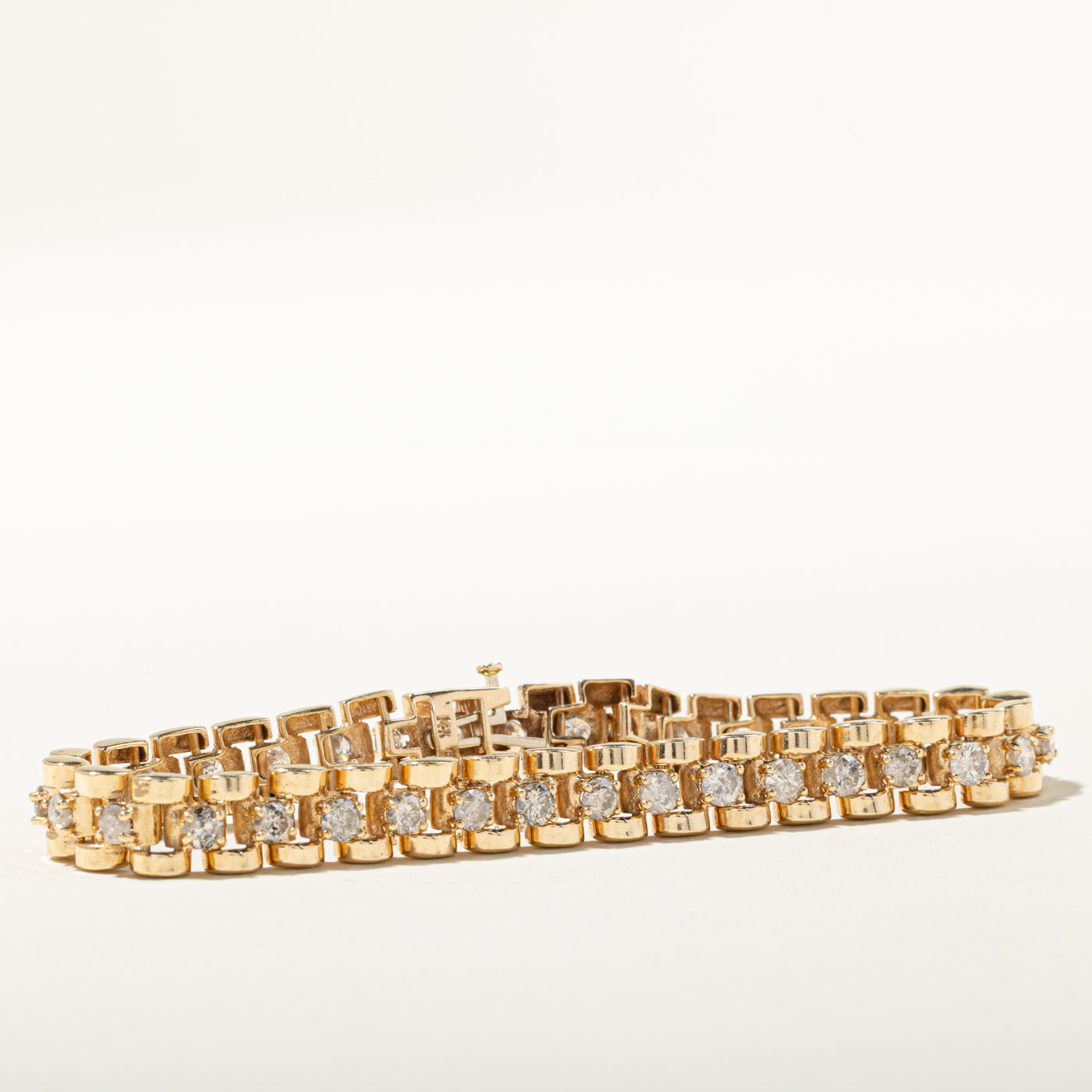 14k Diamond Panther Chain Tennis Bracelet | 4.00ctw | 7.5"