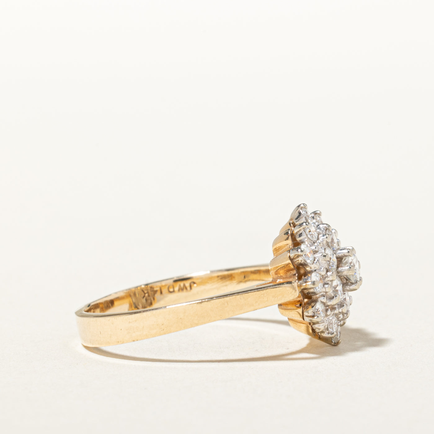 14k Yellow Gold Diamond Petal Cluster Ring | 0.74ctw | SZ 8