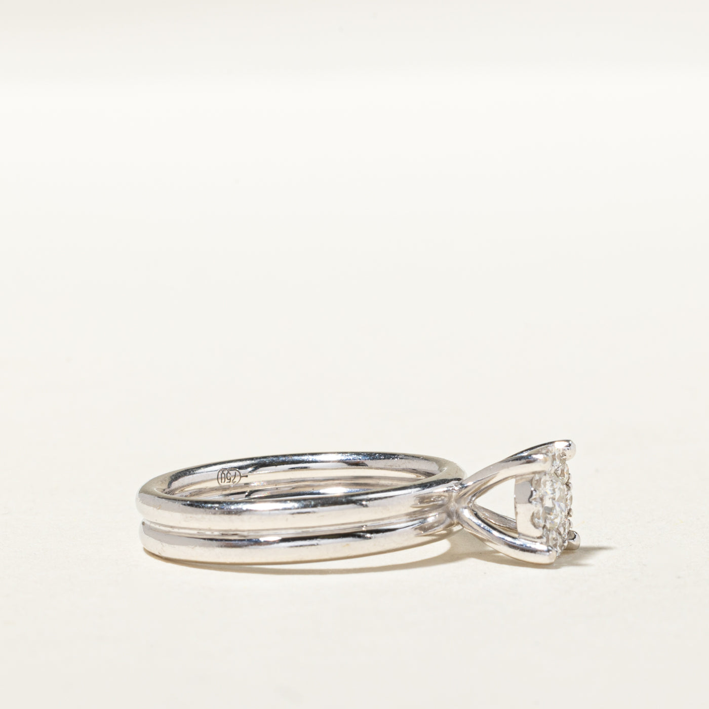 18k White Gold Diamond Halo Double Band Ring | 0.47ctw | SZ 7