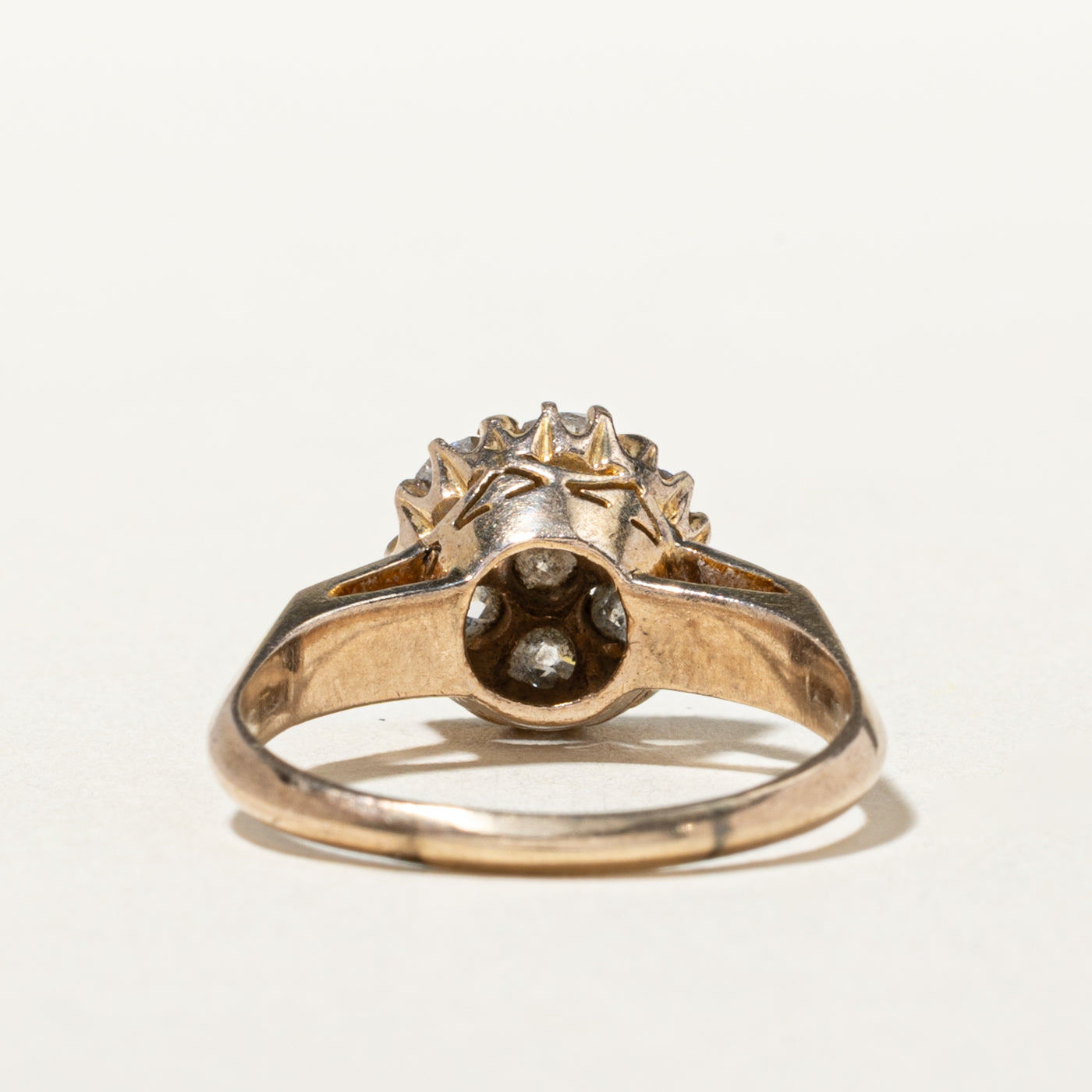 Antique Old European Cut Diamond Cluster Engraved Ring | 0.84ctw | SZ 6.5