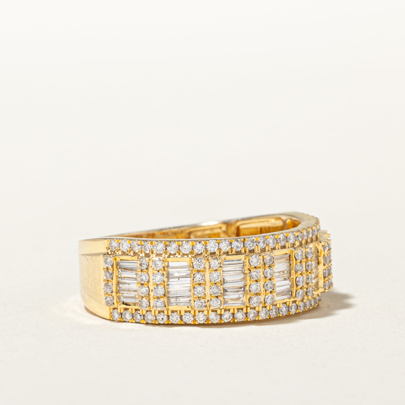 10k Multi Row Diamond Geometric Band | 1.36ctw | 3.00mm | SZ 10