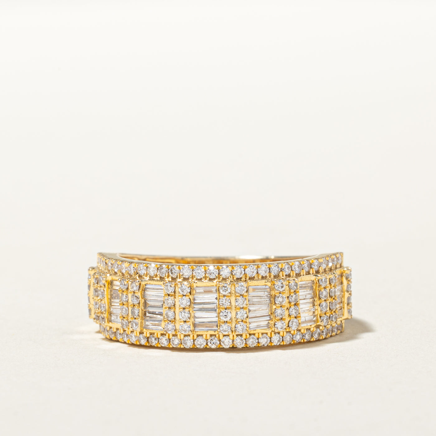 10k Multi Row Diamond Geometric Band | 1.36ctw | 3.00mm | SZ 10