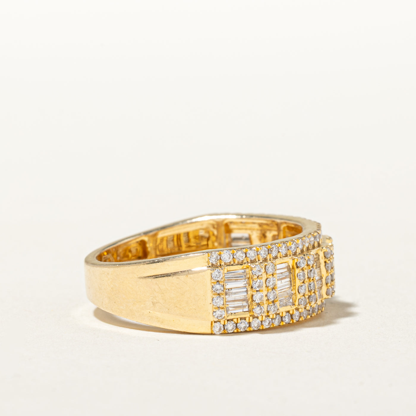 10k Multi Row Diamond Geometric Band | 1.36ctw | 3.00mm | SZ 10