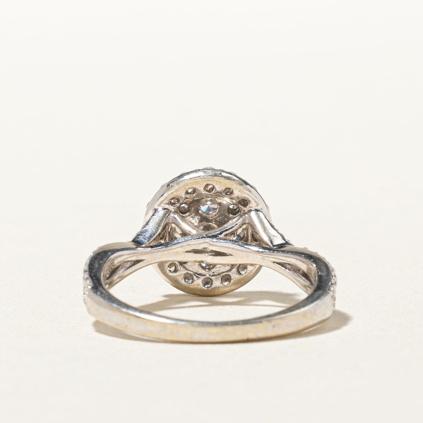 14k Pave Set Diamond Cluster Halo Twisted Ring | 1.20ctw | SZ 4.75