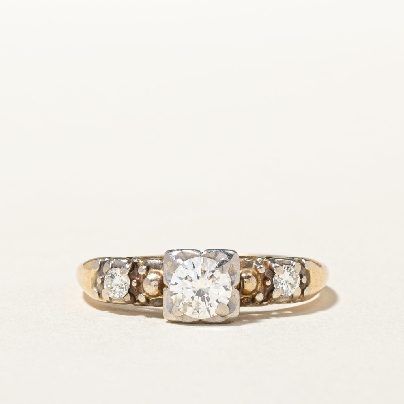 14k Illusion Set Diamond Textured Ring | 0.55ctw | SZ 8