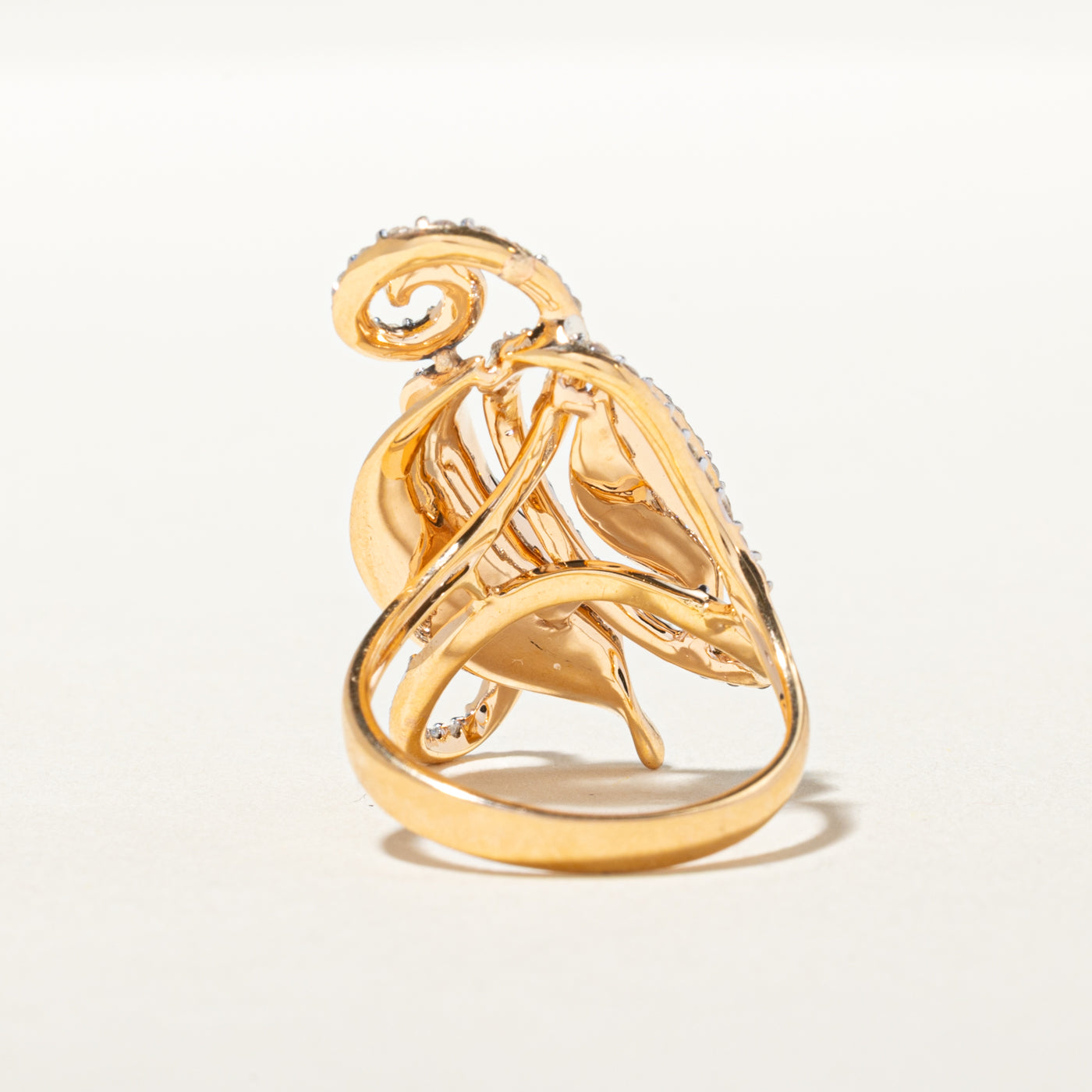 18k Diamond Scrollwork Leafy Cocktail Ring | 1.17ctw | SZ 6.5