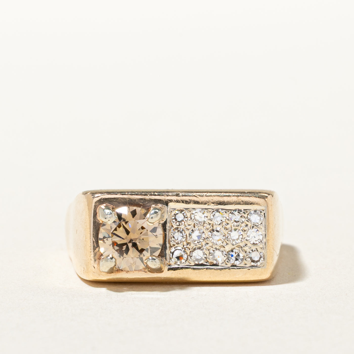 14k Brown & White Diamond Accented Geometric Cocktail Ring | 0.67ct SI1 Brown, 0.24ctw | SZ 6.75