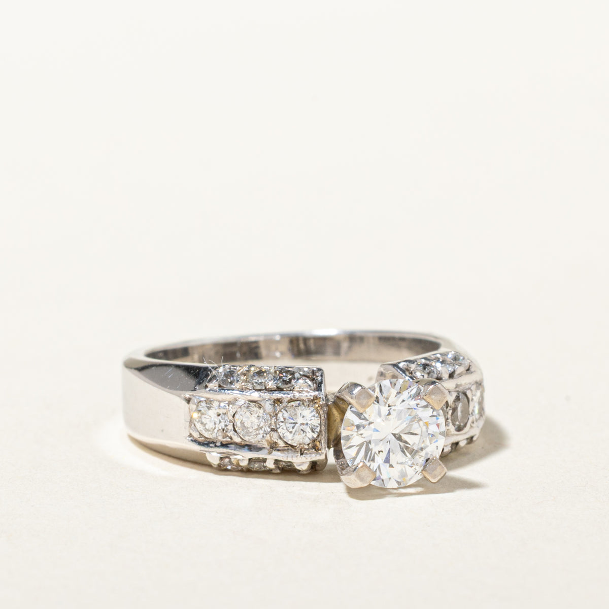 14k White Gold Diamond Accented Ring | 0.67ct I1 G/H, 0.48ctw | SZ 6.5