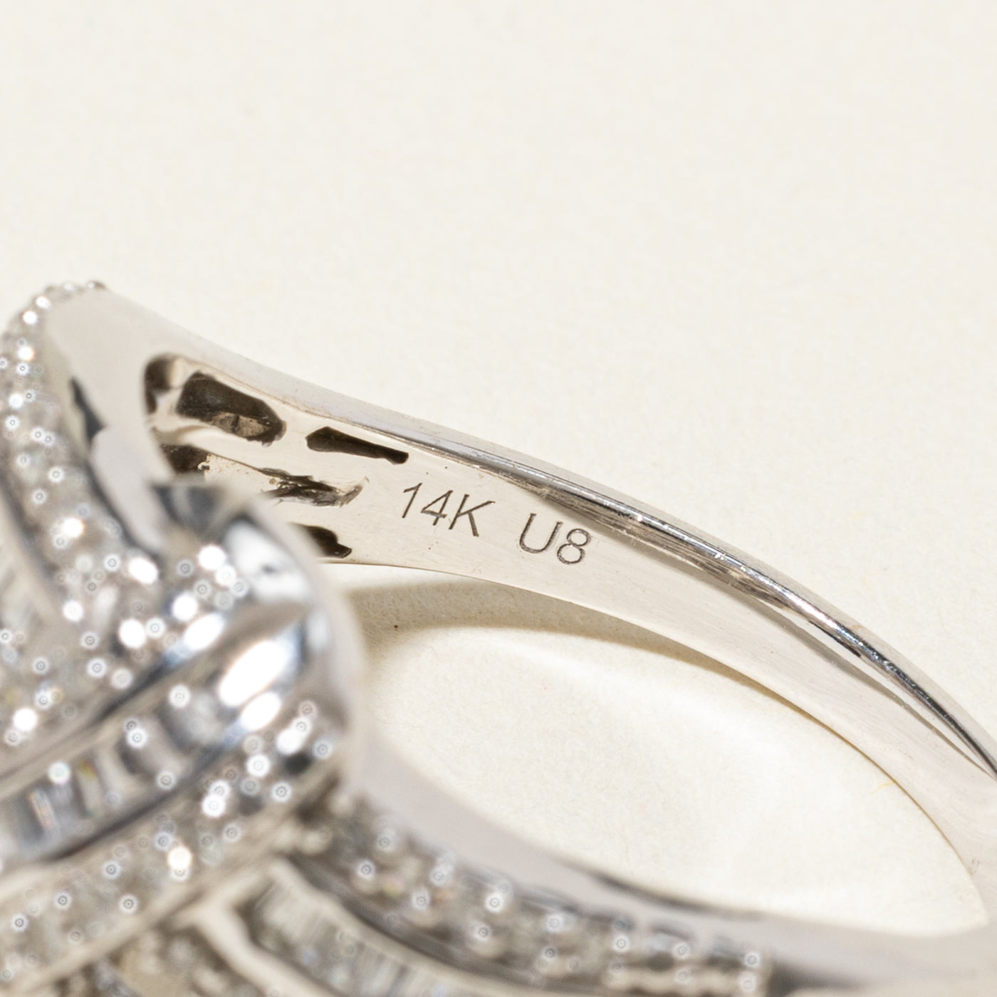 14k Multi Row Diamond Cross Over Ring | 0.58ctw | SZ 8