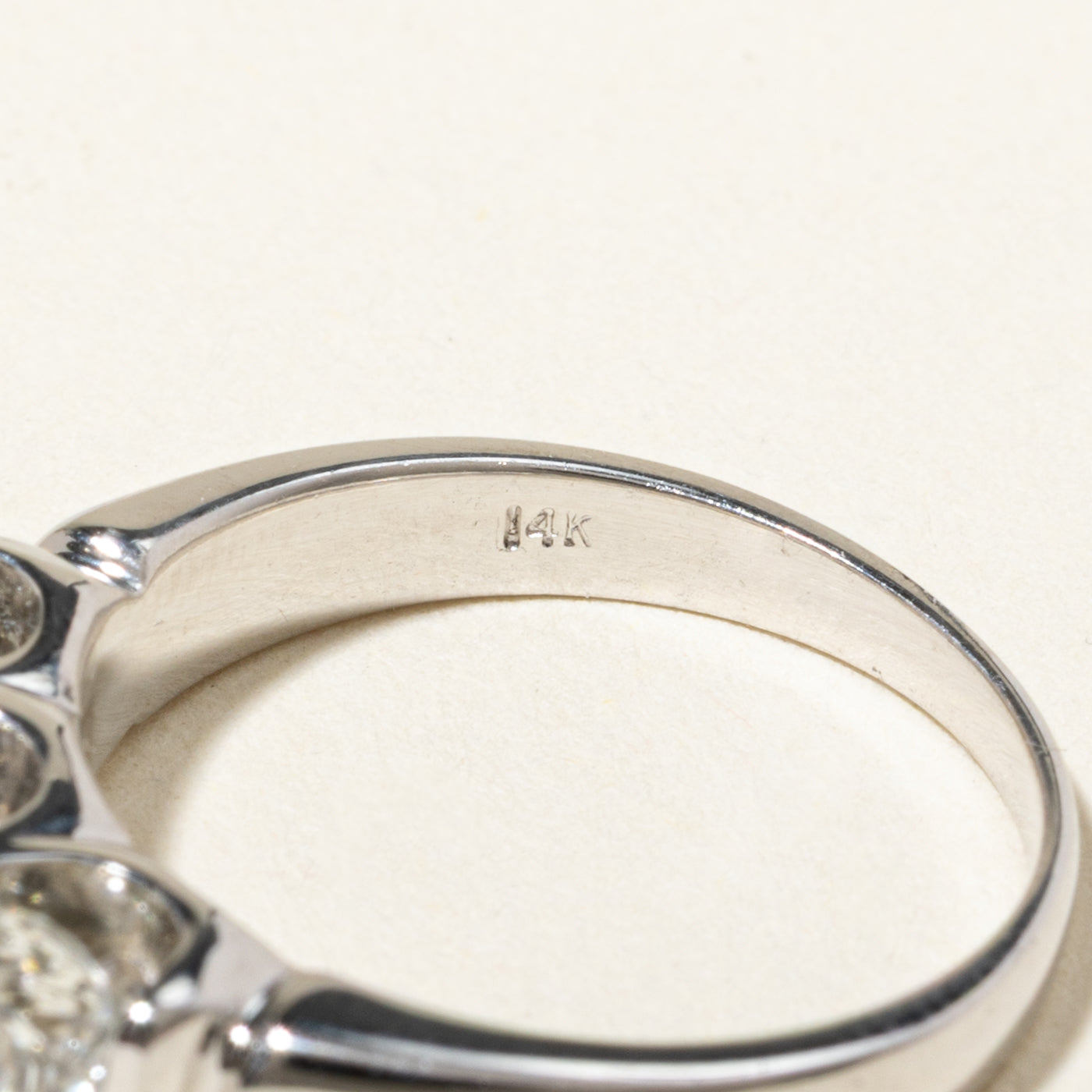 14k Three Stone Diamond Engagement Ring | 0.98ctw | SZ 4.5