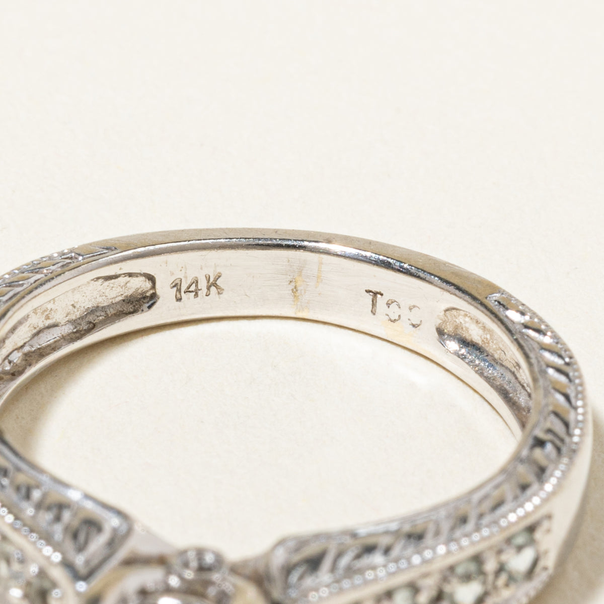 14k Diamond & Aquamarine Accented Milgrain Ring | 0.90ct I2 H/I, 0.16ctw | SZ 6.5