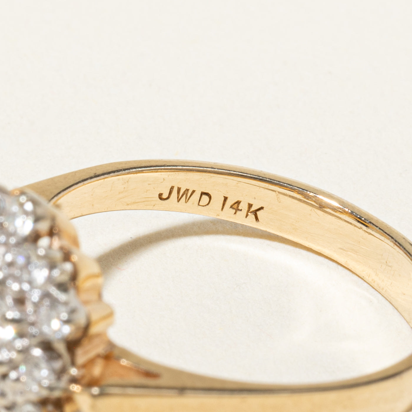 14k Yellow Gold Diamond Petal Cluster Ring | 0.74ctw | SZ 8