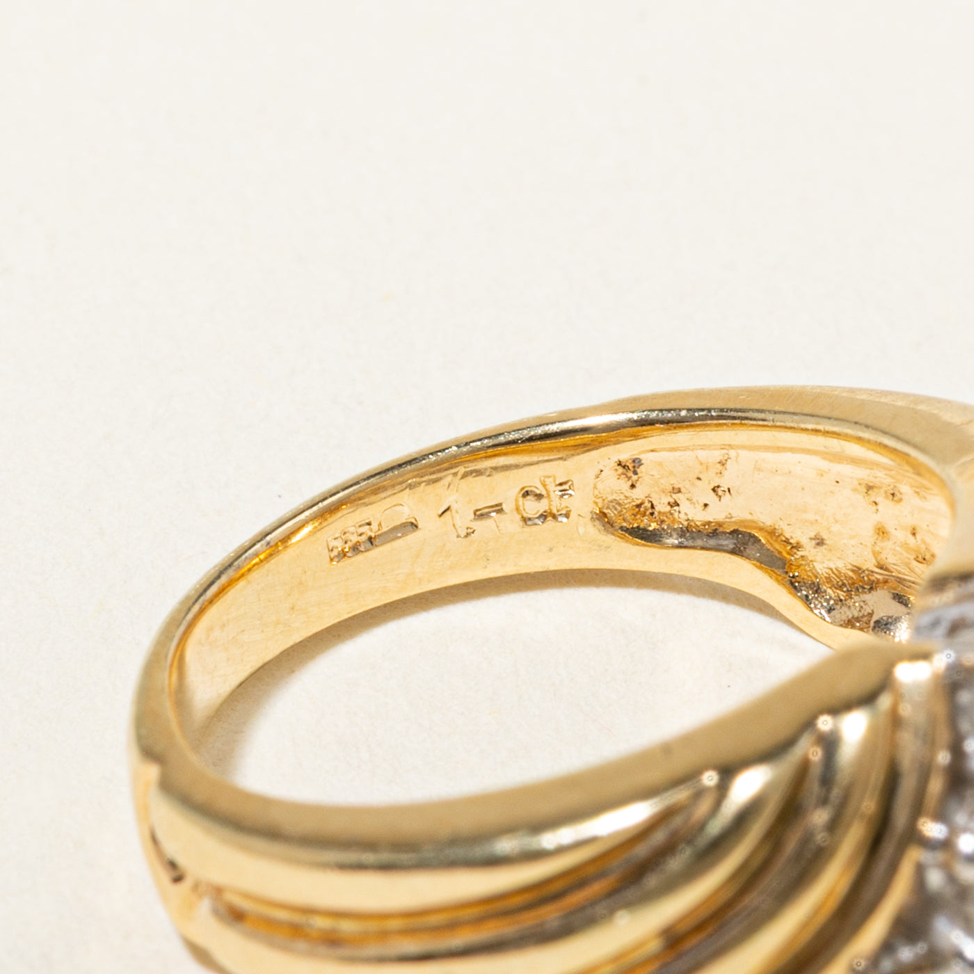 14k Diamond Triangle Cluster Grooved Ring | 1.00ctw | SZ 4