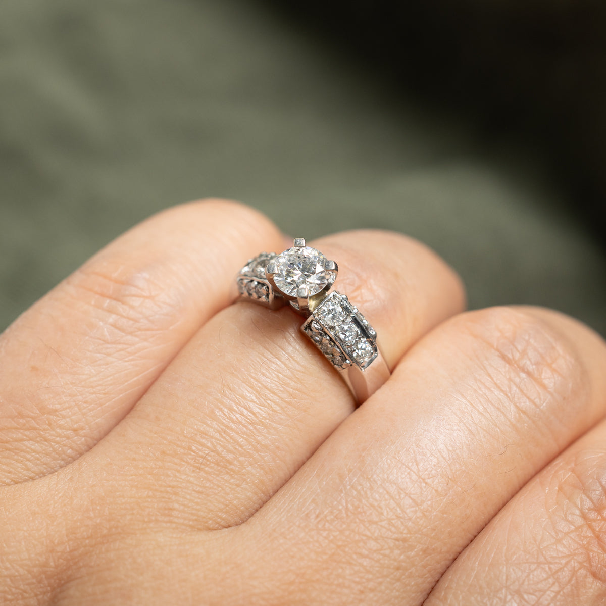 14k White Gold Diamond Accented Ring | 0.67ct I1 G/H, 0.48ctw | SZ 6.5