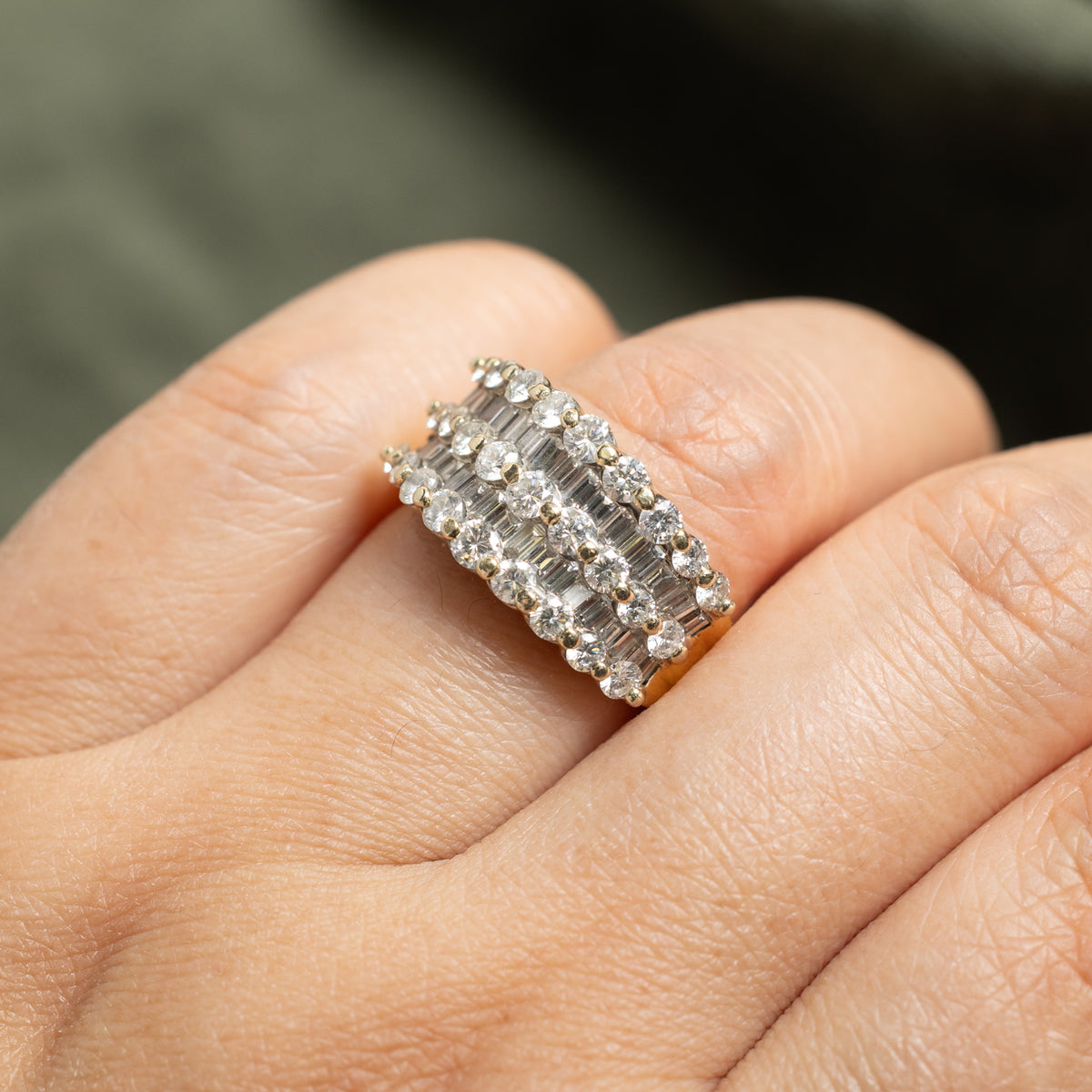 18k Yellow Gold Multi Row Multi Cut Diamond Band | 1.50mm | SZ 6