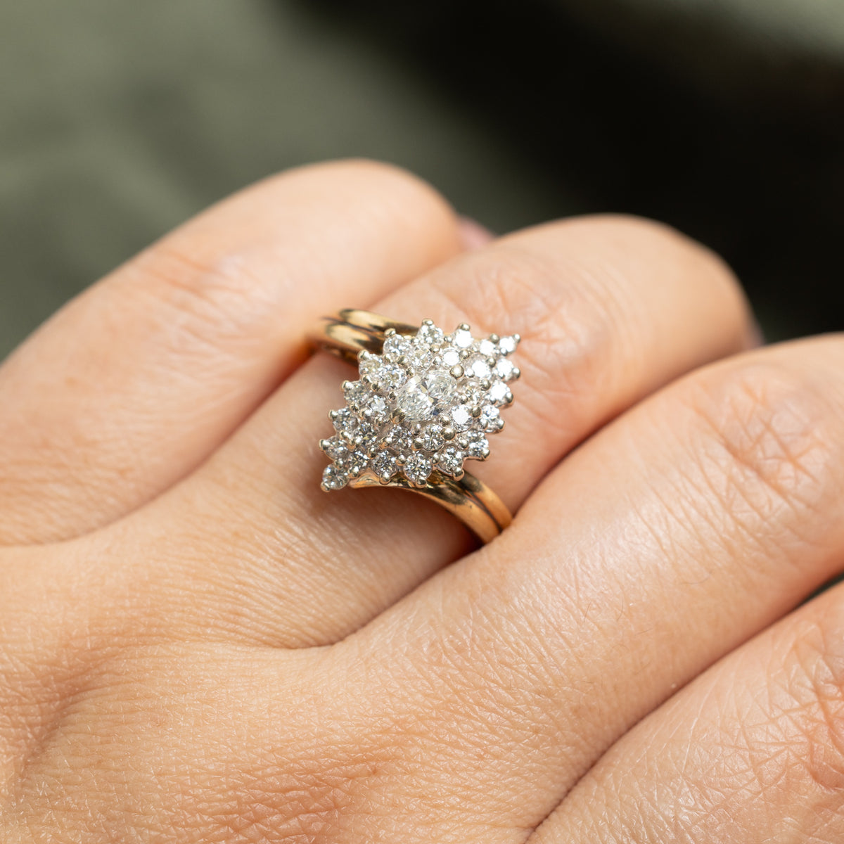 14k Marquise Cut Diamond Cluster Bypass Ring | 0.69ctw | SZ 8.75
