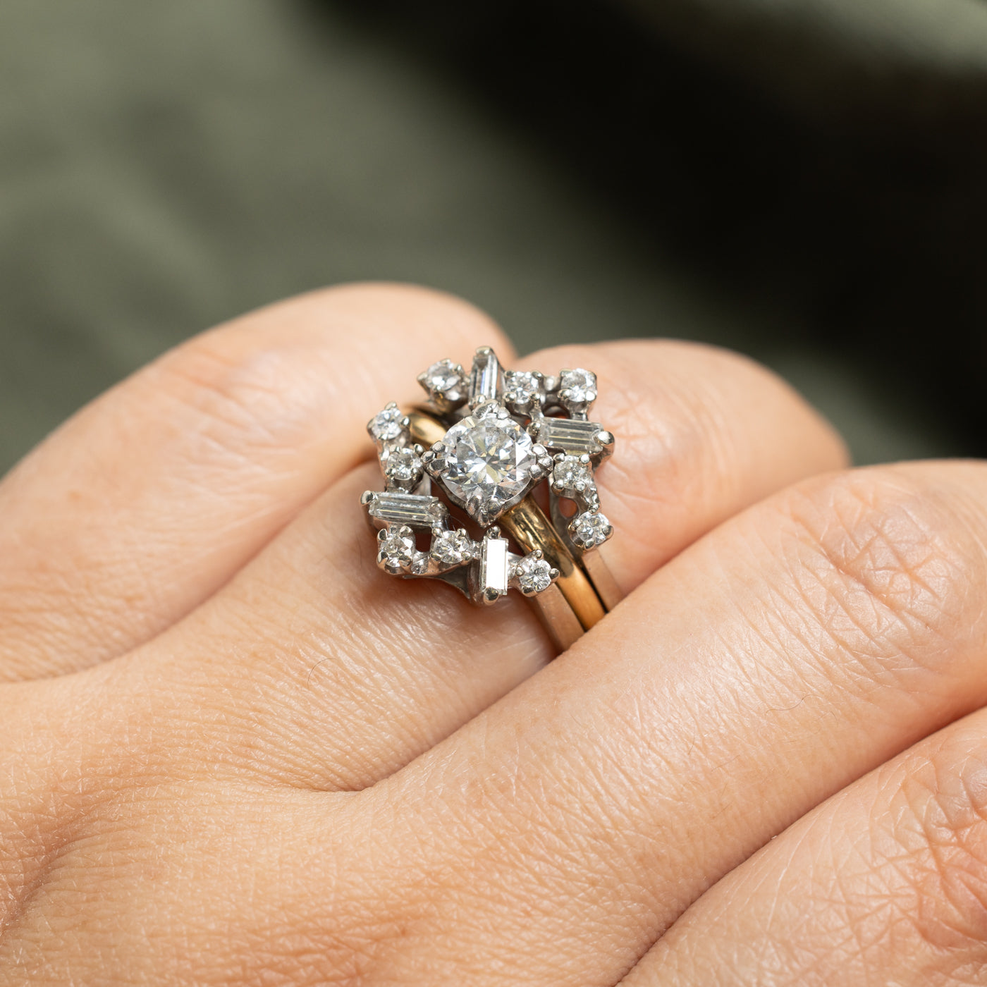 Birks' Diamond Cluster Star Geometric Wedding Ring Set | 0.72ct VS2 G/H, 0.71ctw | SZ 7.5