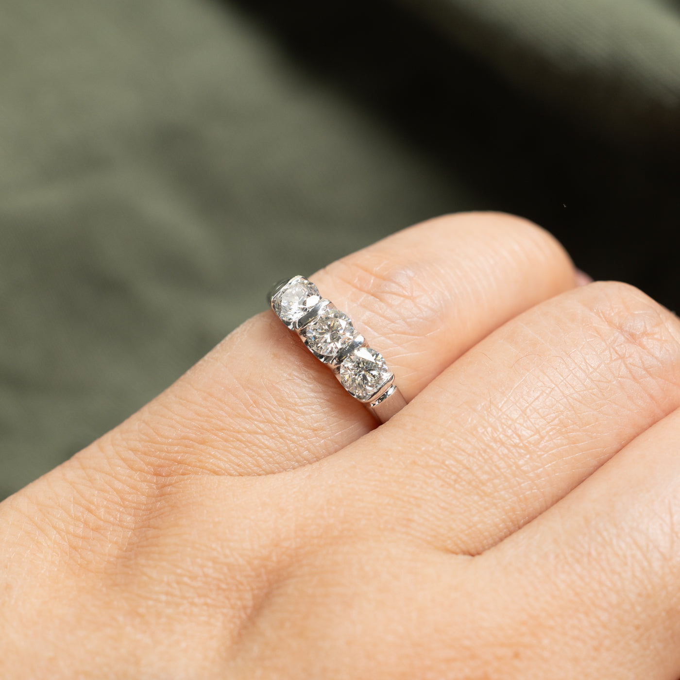 14k Three Stone Diamond Engagement Ring | 0.98ctw | SZ 4.5