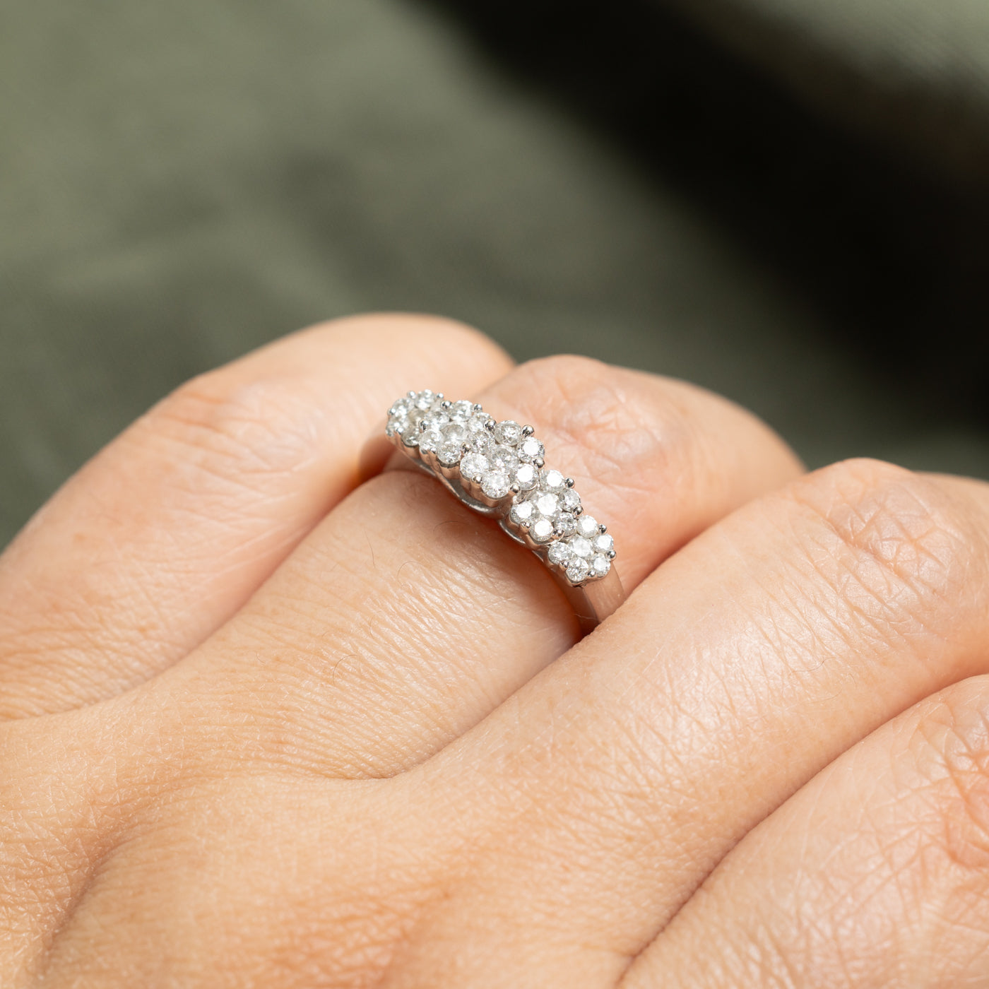 14k White Gold Diamond Multi Cluster Ring | 0.60ctw | SZ 6.75