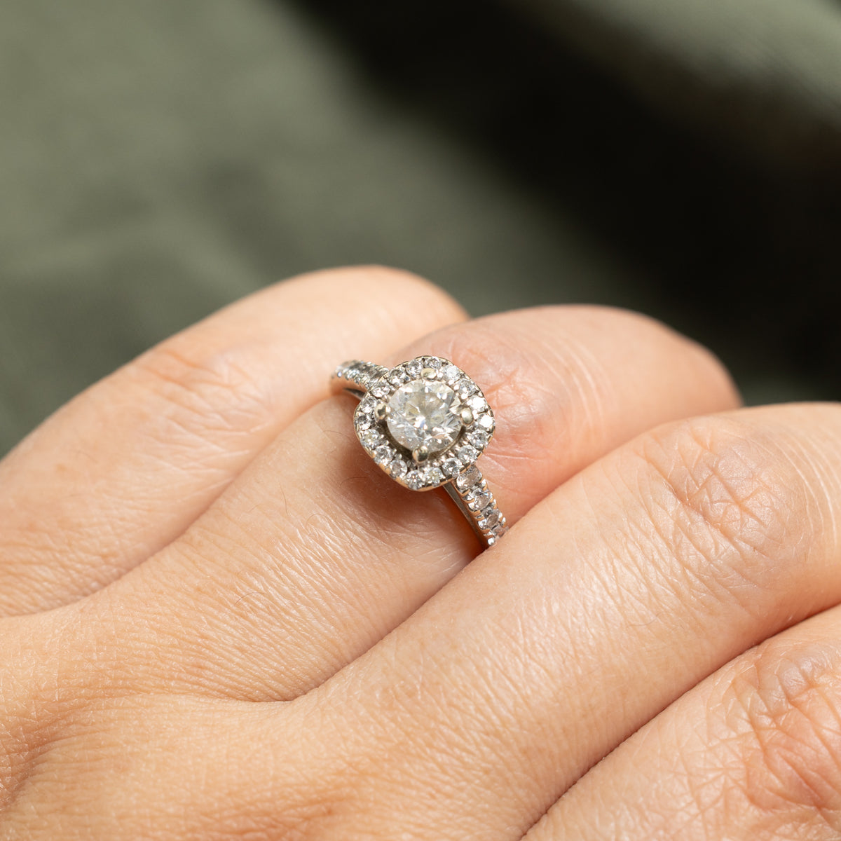 14k Diamond Soft Square Halo Engagement Ring | 0.62ct I1 H/I, 0.71ctw | SZ 5.25