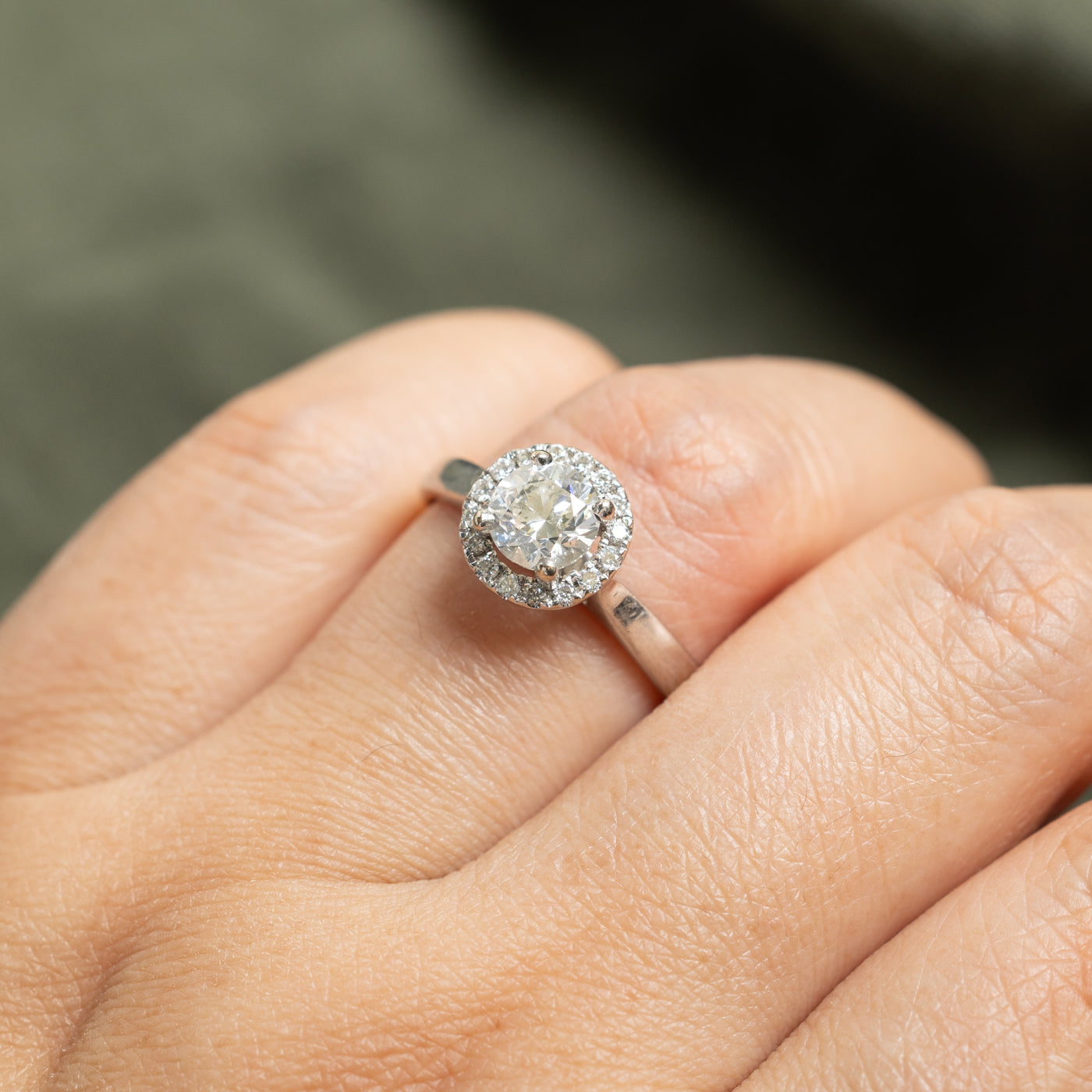 14k Pave Set Diamond Halo Engagement Ring | 1.00ct I1 H-I, 0.19ctw | SZ 8.25