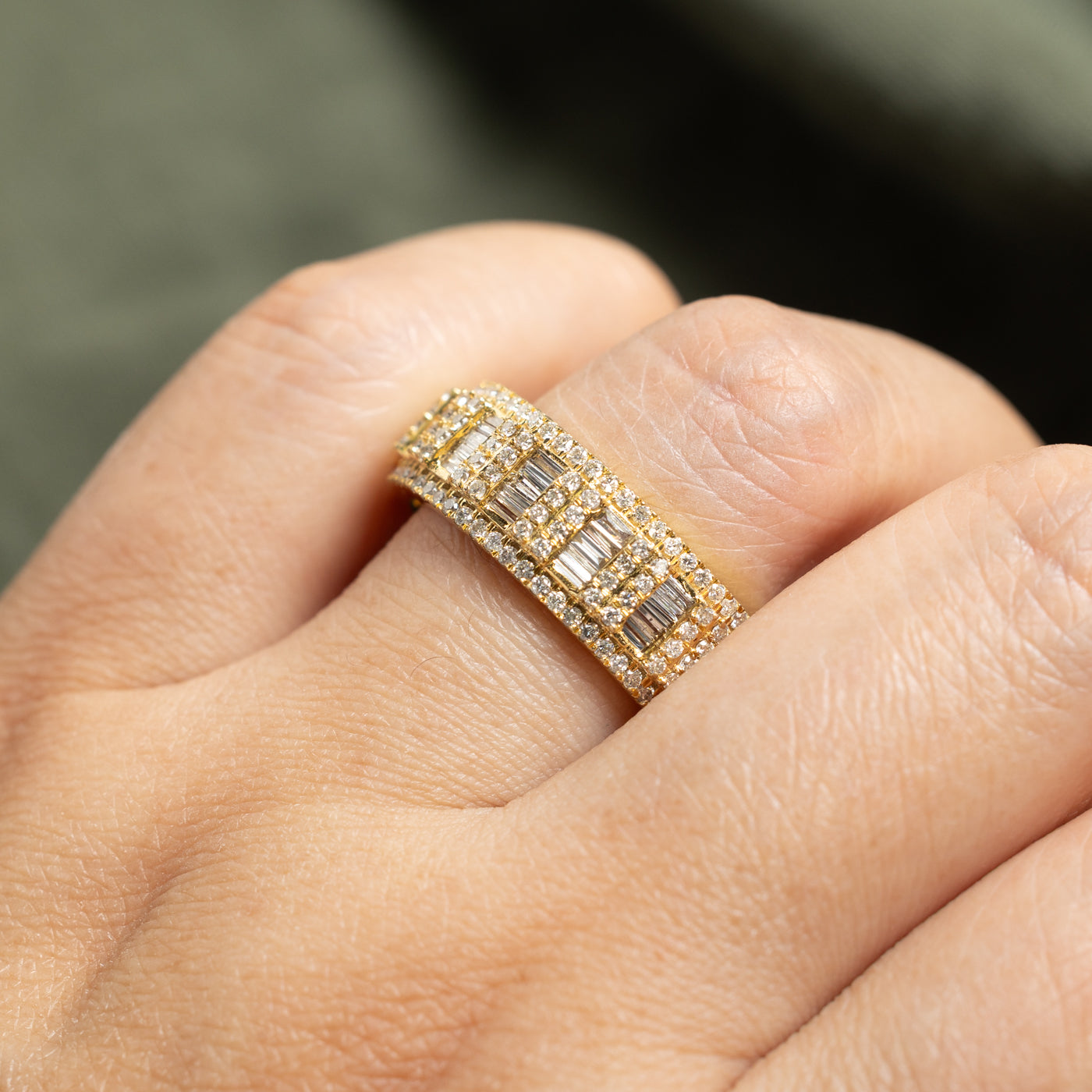 10k Multi Row Diamond Geometric Band | 1.36ctw | 3.00mm | SZ 10