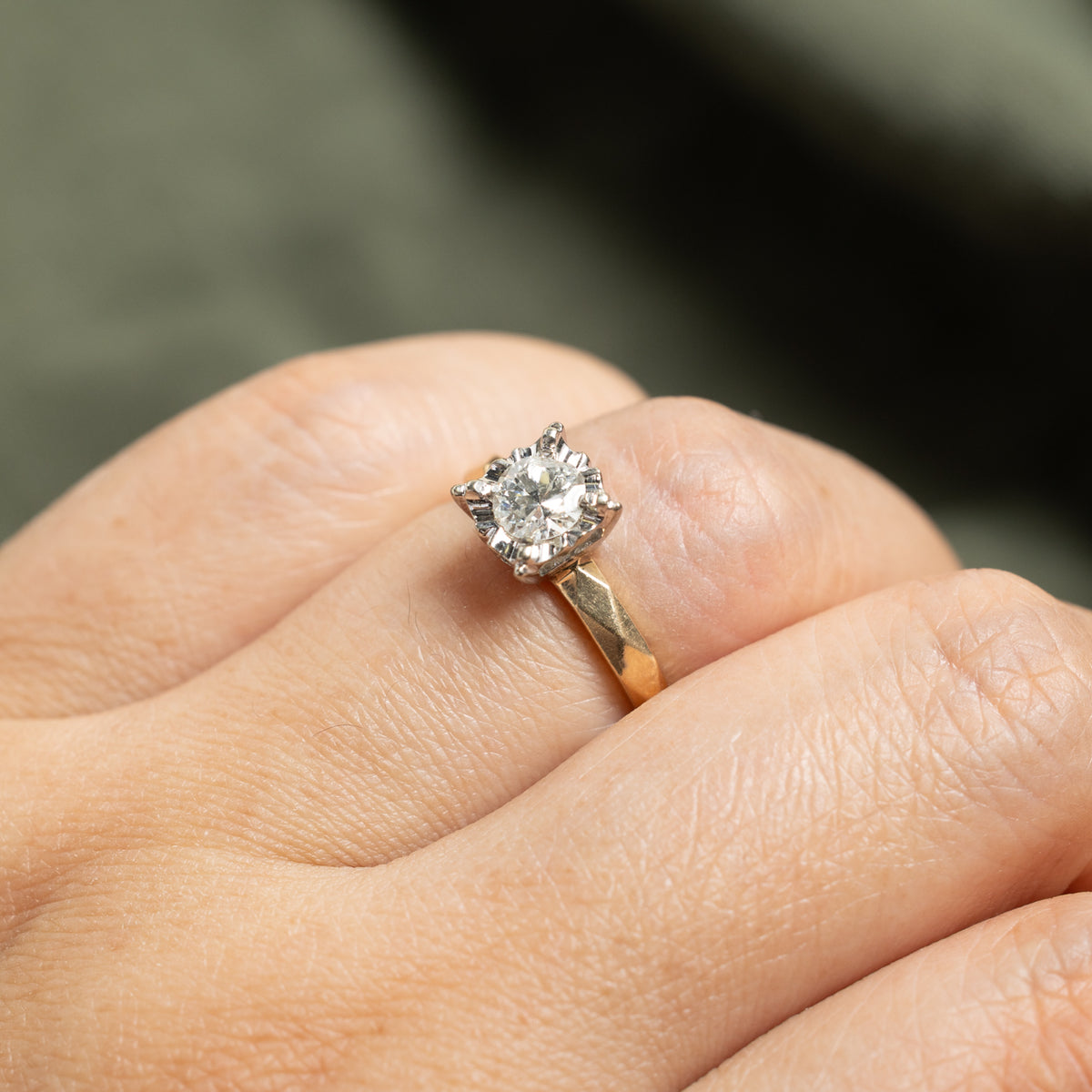 14k Illusion Set Old European Cut Diamond  Ring | 0.46ct I3 H/I | SZ 7