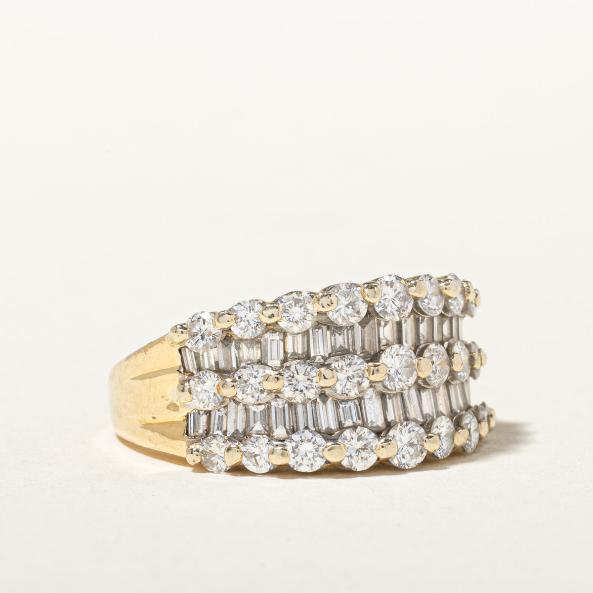 18k Yellow Gold Multi Row Multi Cut Diamond Band | 1.50mm | SZ 6