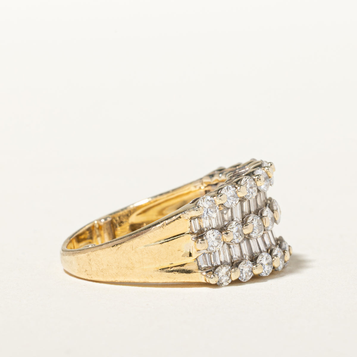 18k Yellow Gold Multi Row Multi Cut Diamond Band | 1.50mm | SZ 6