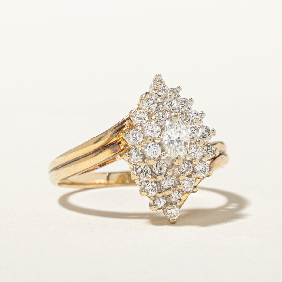 14k Marquise Cut Diamond Cluster Bypass Ring | 0.69ctw | SZ 8.75