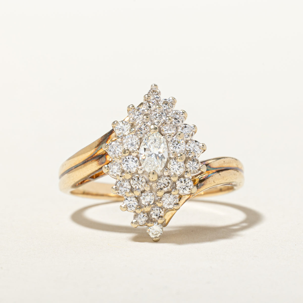 14k Marquise Cut Diamond Cluster Bypass Ring | 0.69ctw | SZ 8.75