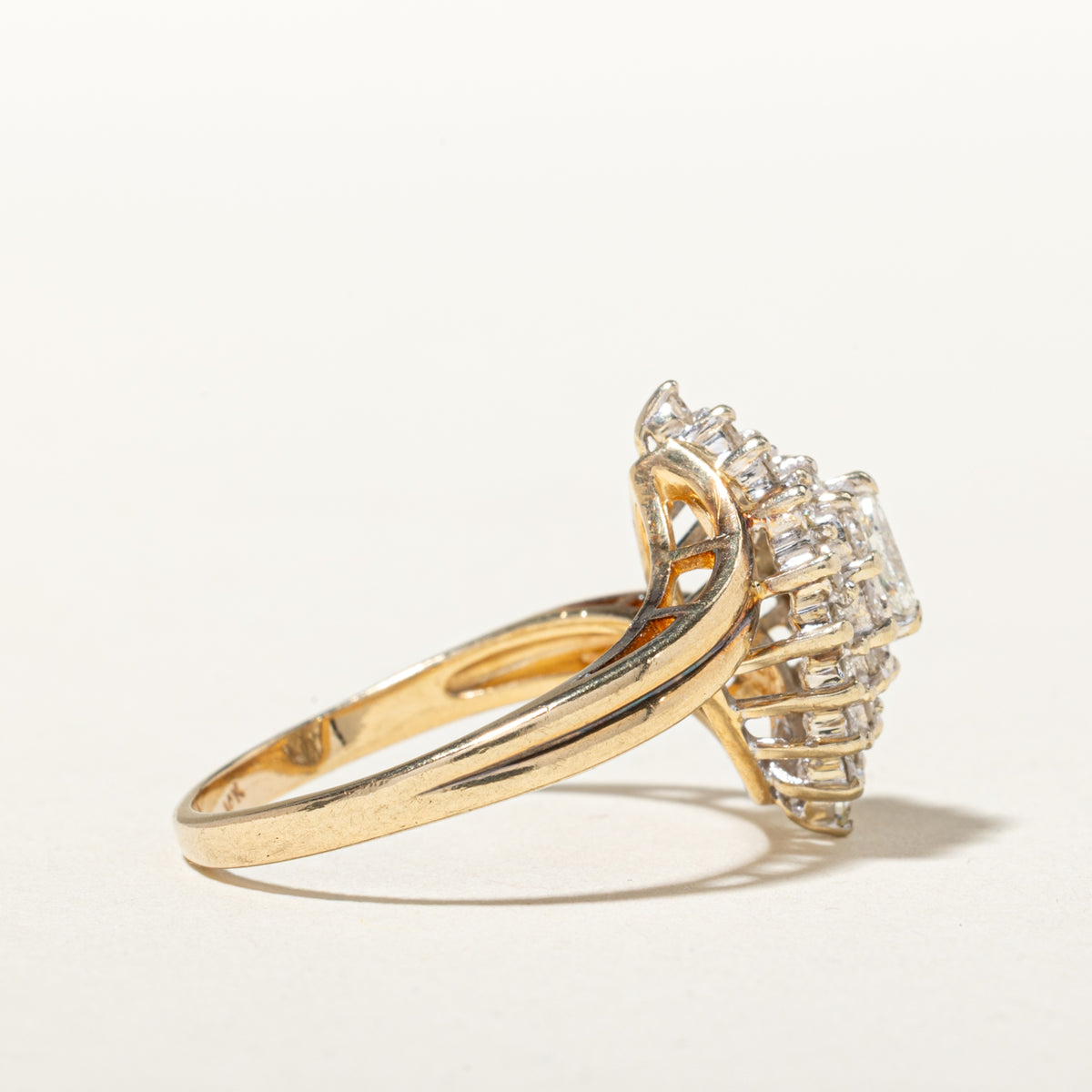 14k Marquise Cut Diamond Cluster Bypass Ring | 0.69ctw | SZ 8.75
