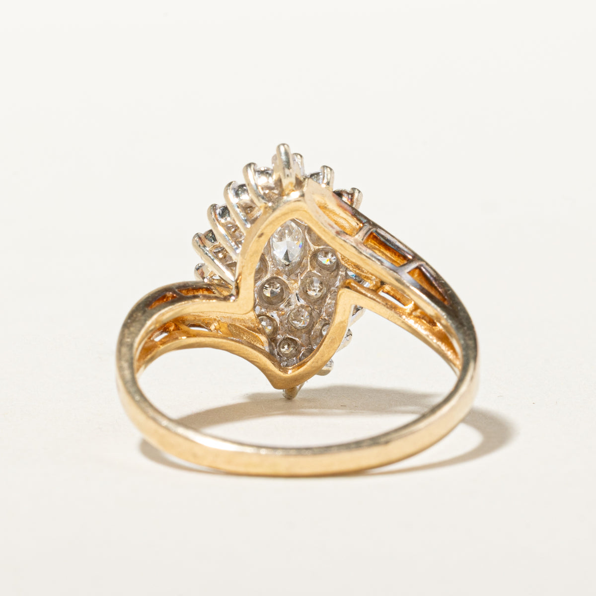 14k Marquise Cut Diamond Cluster Bypass Ring | 0.69ctw | SZ 8.75