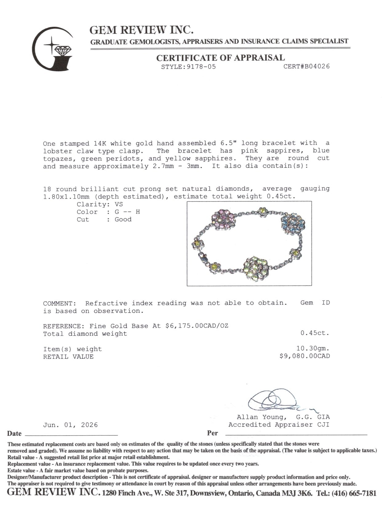 14k Multi Gemstone & Diamond Floral Cluster Bracelet | 1.84ctw, 0.45ctw | 6.5"