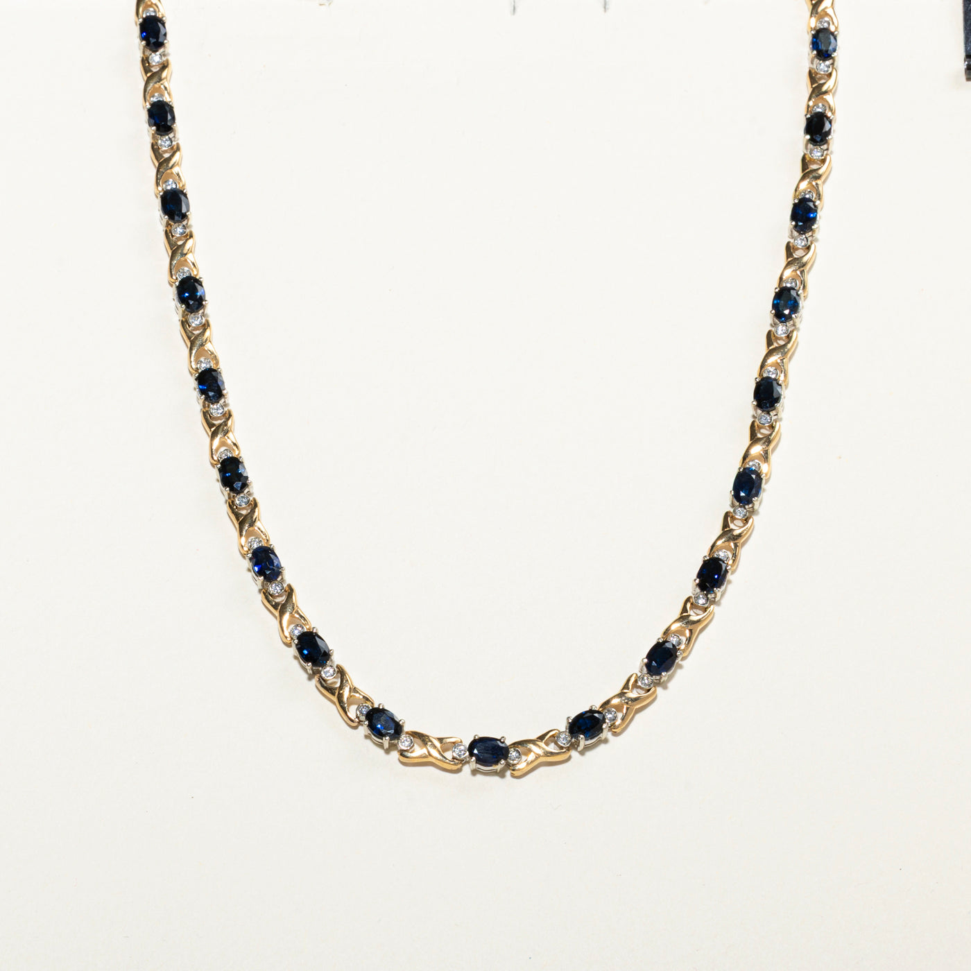 18k Eternity Sapphire & Diamond Gemstone Necklace | 12.63ct, 0.70ctw | 16.5"