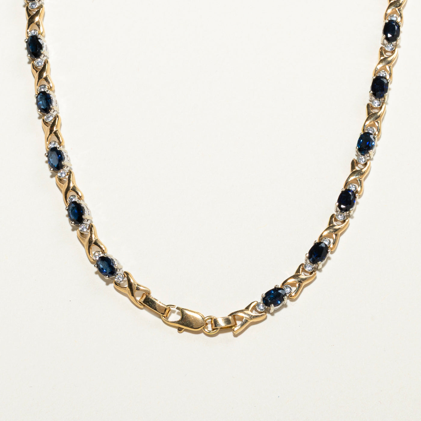 18k Eternity Sapphire & Diamond Gemstone Necklace | 12.63ct, 0.70ctw | 16.5"