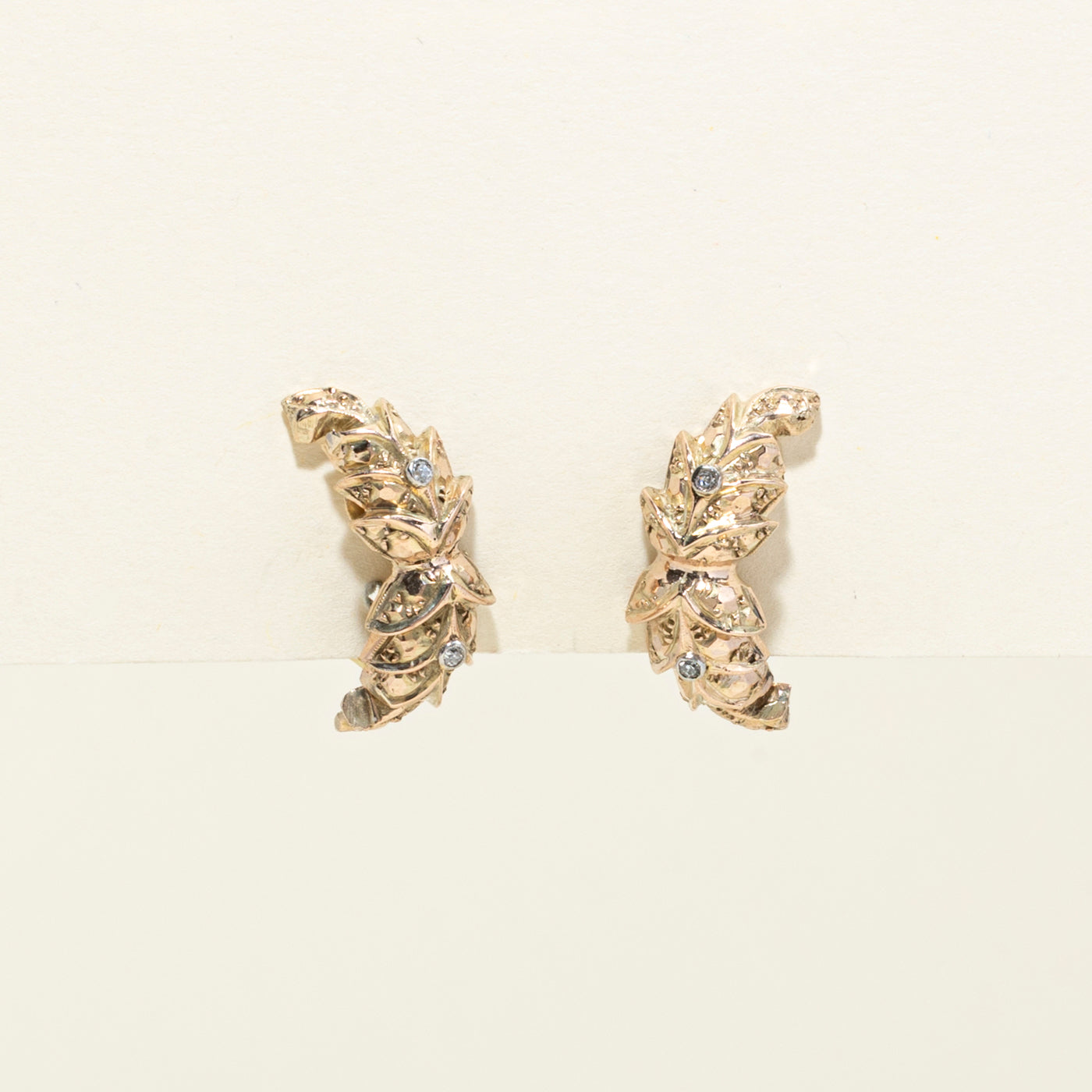 18k Old European Cut Diamond Floral Clip-On Earrings | 0.06ctw