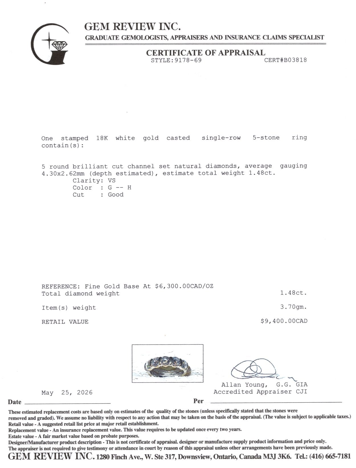 18k Five Stone Diamond Band | 1.48ctw | 4mm | SZ 5