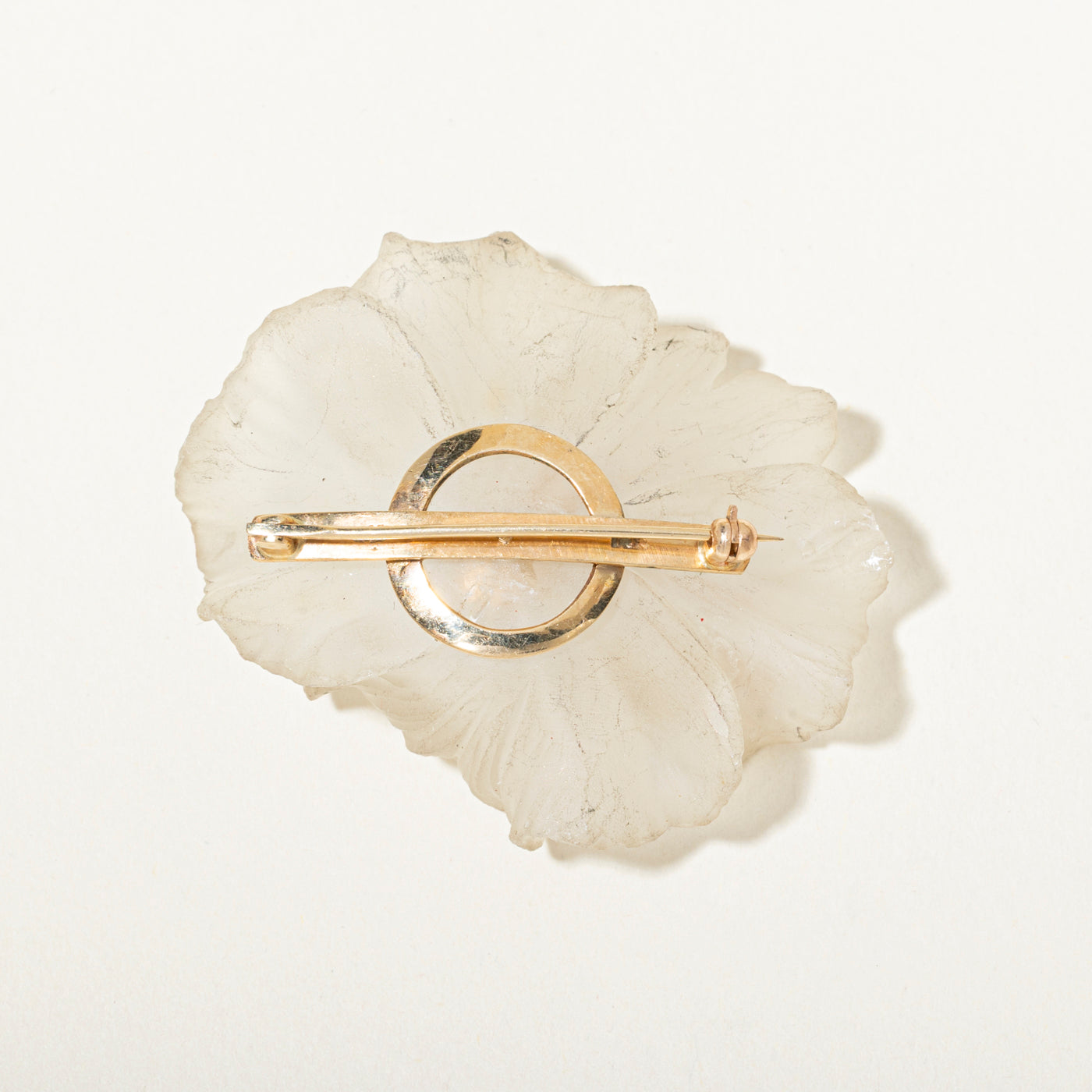 14k Diamond & Pearl Accented Quartz Flower Brooch | 90.00ct, 0.06ctw
