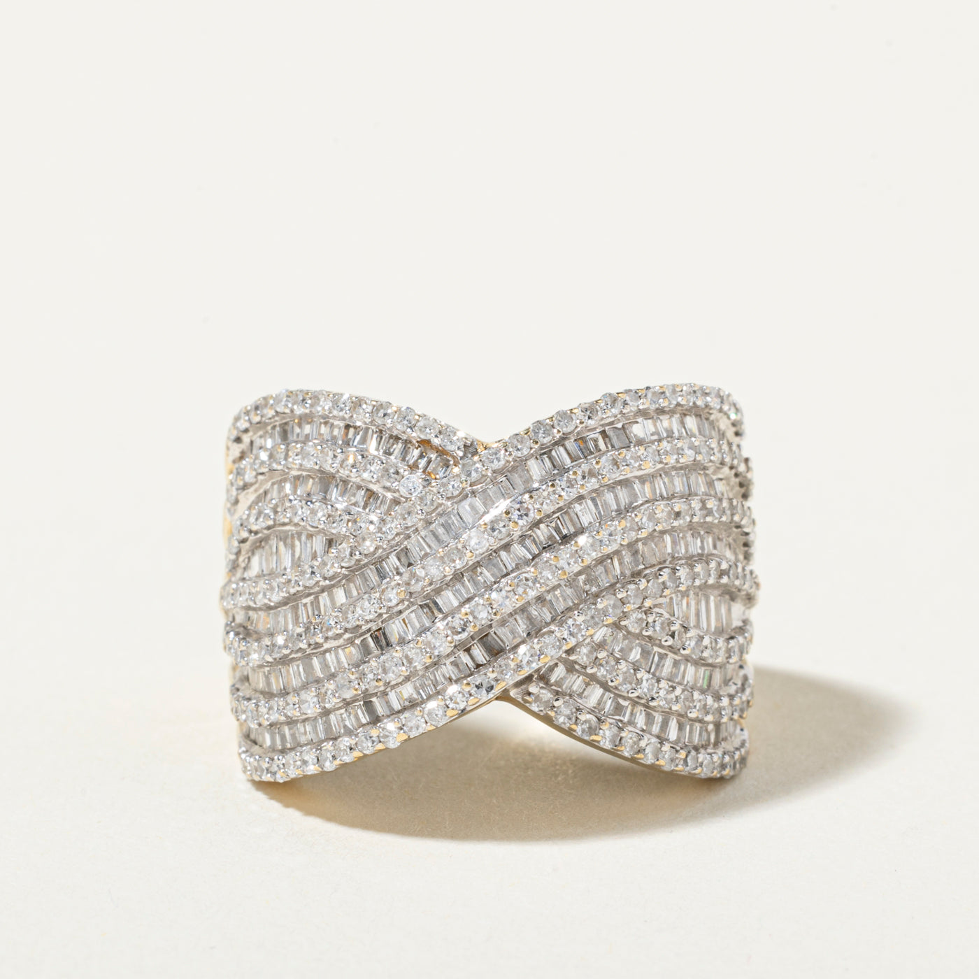 14k Multi Row Diamond Crossover Ring | 1.93ctw | SZ 7