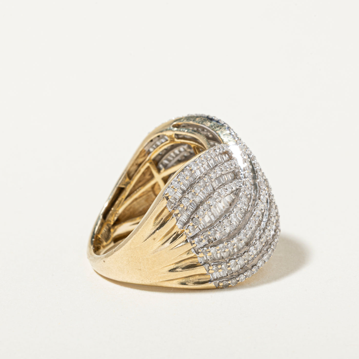 14k Multi Row Diamond Crossover Ring | 1.93ctw | SZ 7