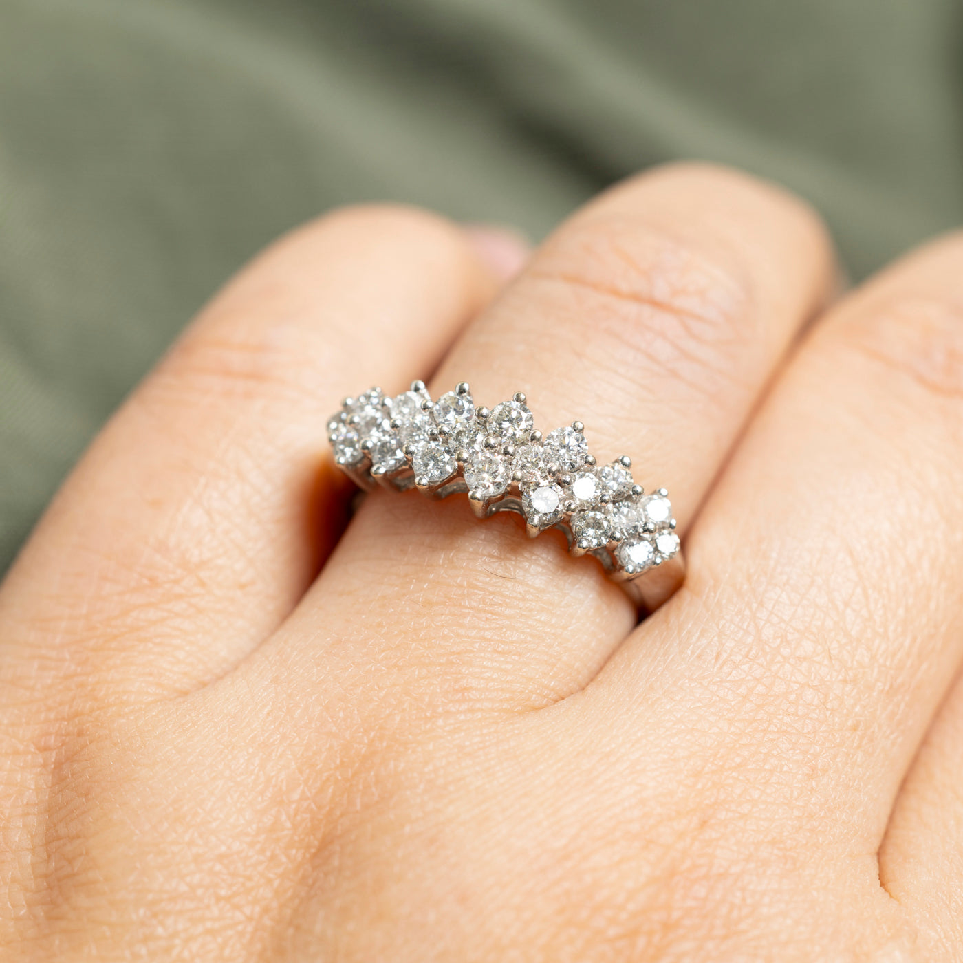 14k Multi Row Diamond Ring | 1.28ctw | SZ 7.75