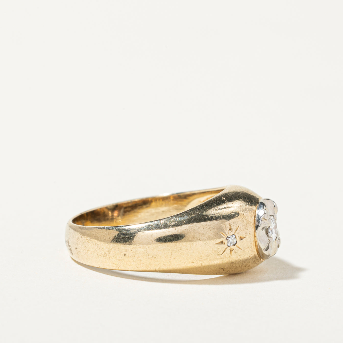 10k Illusion Set Diamond Accented Dome Ring | 0.17ctw | SZ 9.75