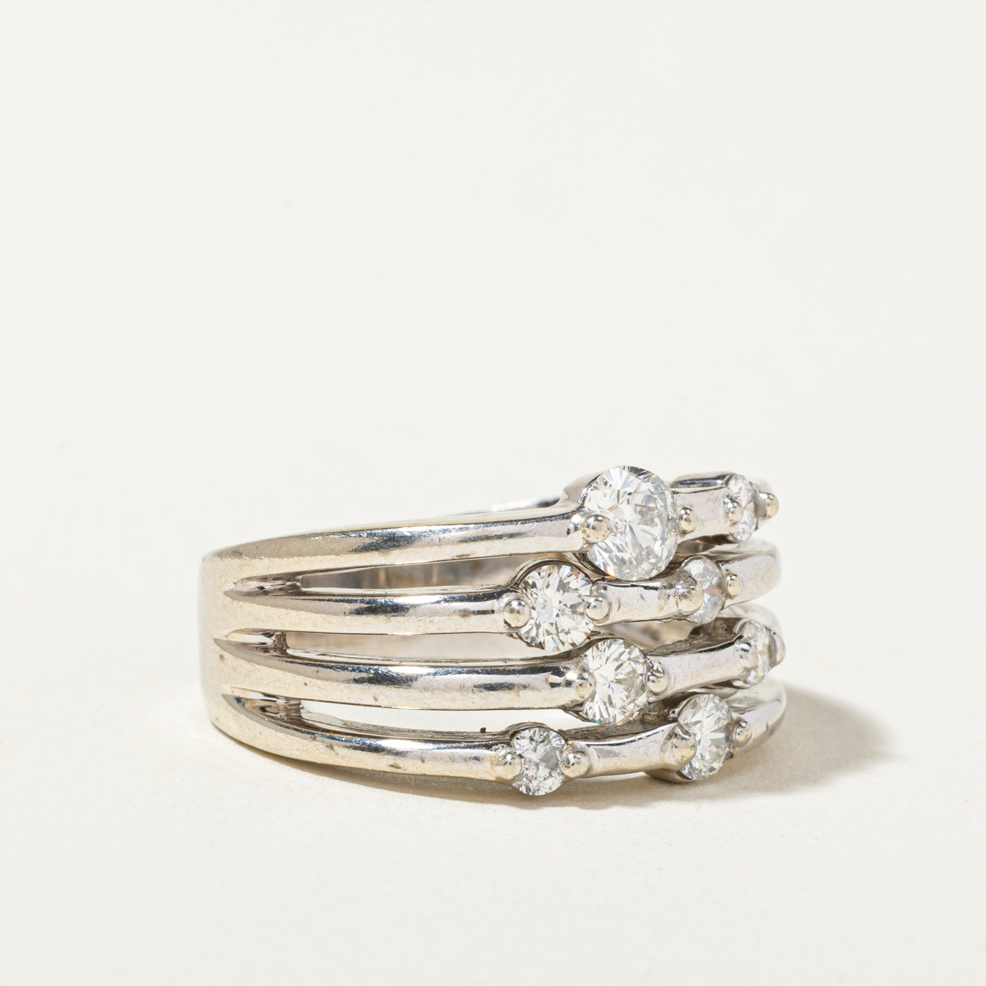 14k Multi Row Scattered Diamond Ring | 0.89ctw | SZ 7