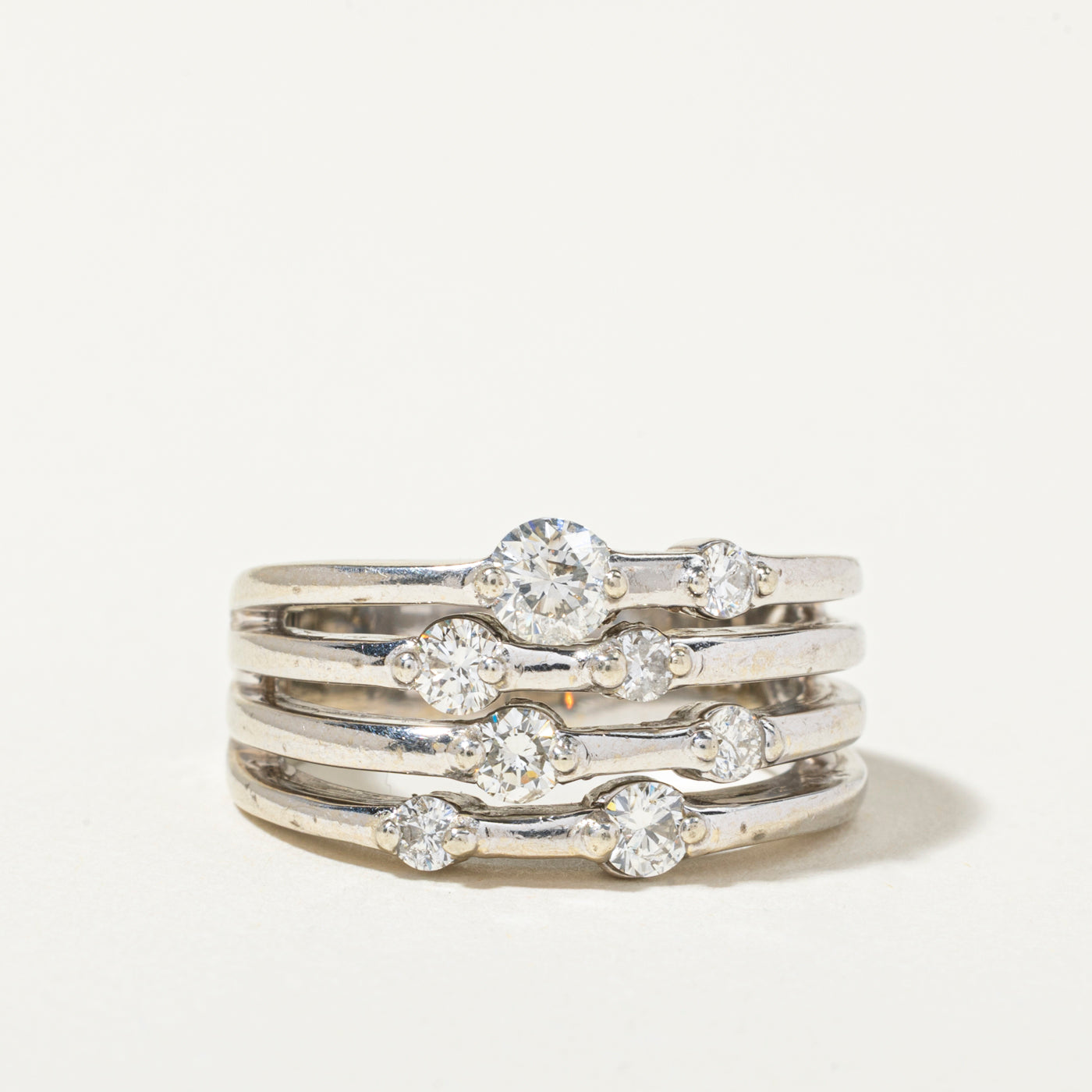 14k Multi Row Scattered Diamond Ring | 0.89ctw | SZ 7