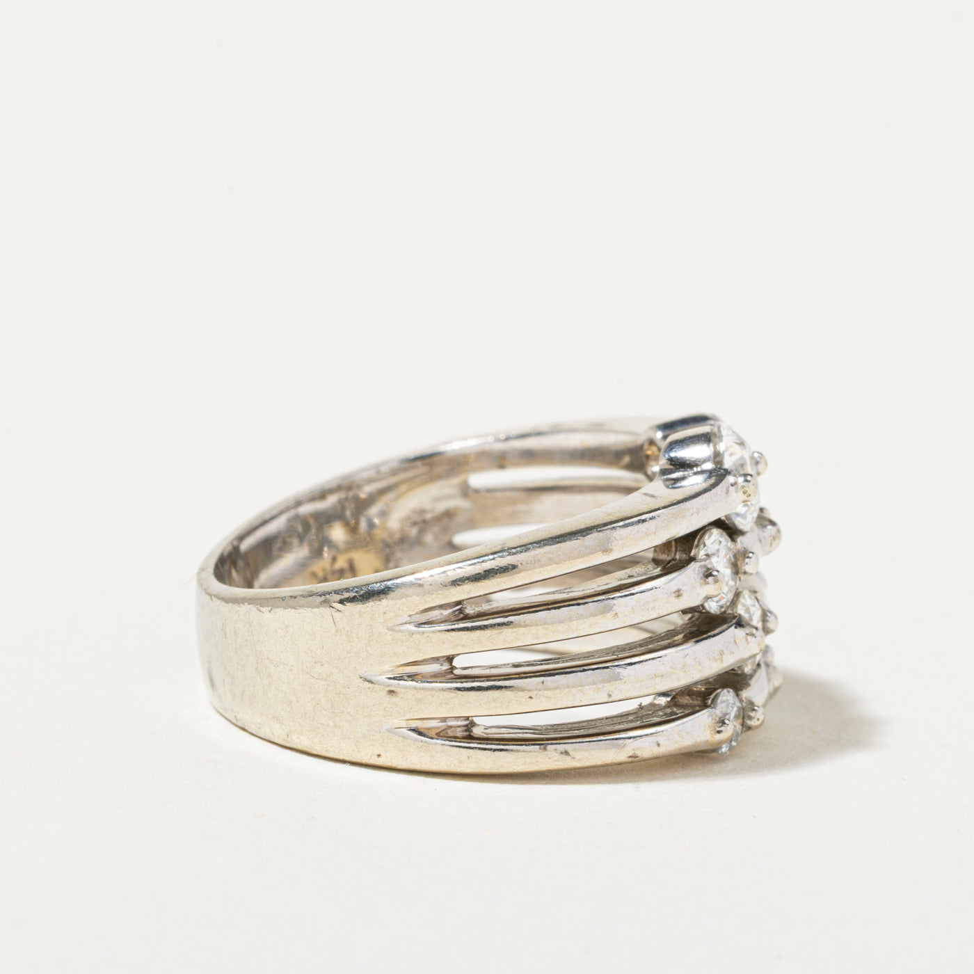 14k Multi Row Scattered Diamond Ring | 0.89ctw | SZ 7