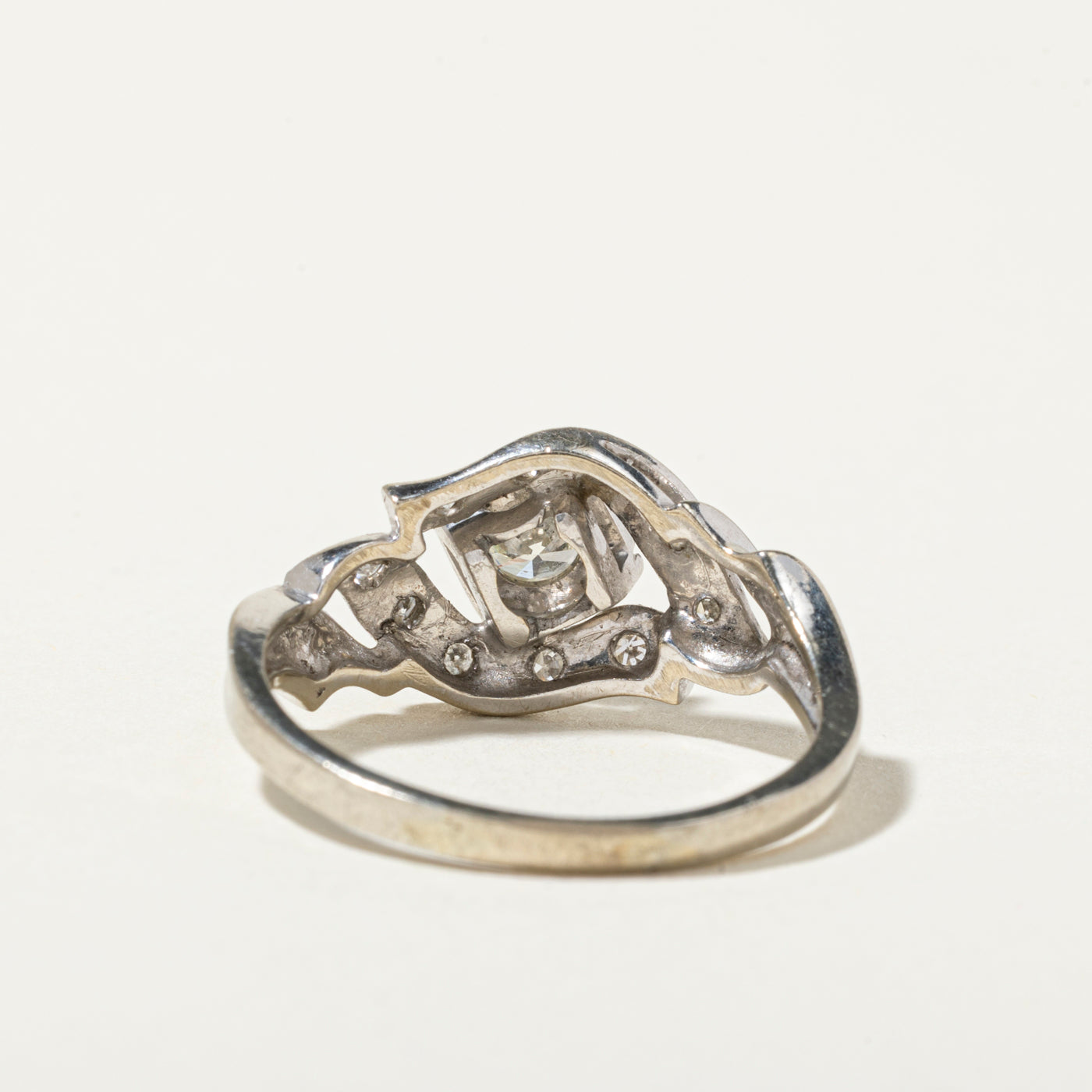 14k Diamond Accented Milgrain Ring | 0.30ct VVS2 I/J, 0.11ctw | SZ 8.75