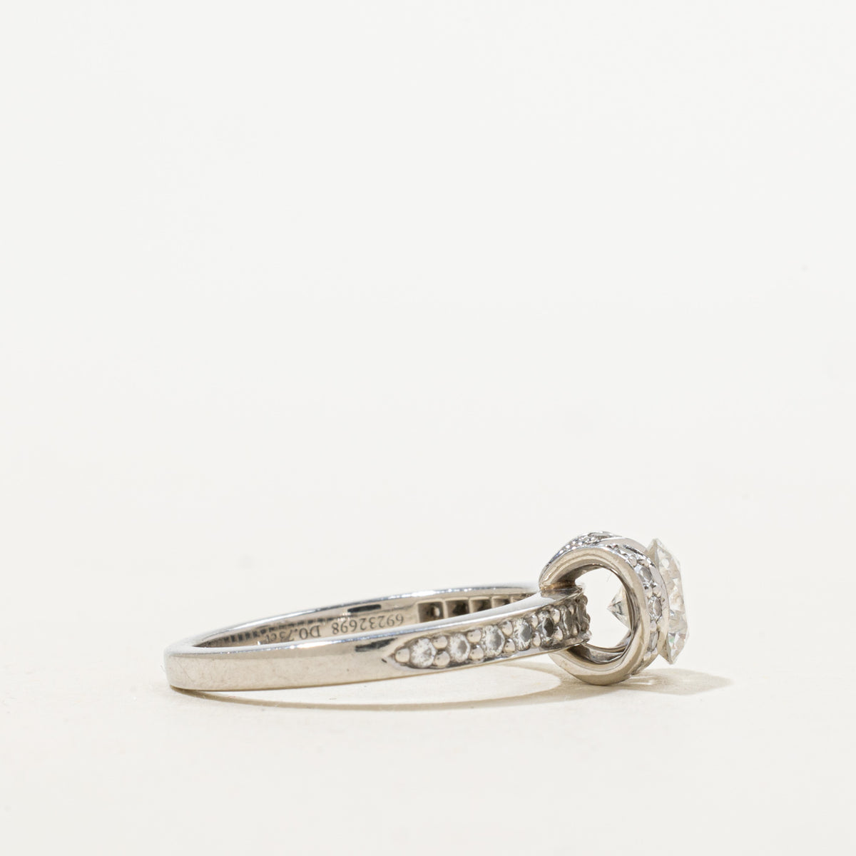 'Tiffany & Co.' Ribbon Engagement Ring in Platinum | 0.73ct VVS1 H Ex, 0.30ctw | SZ 5