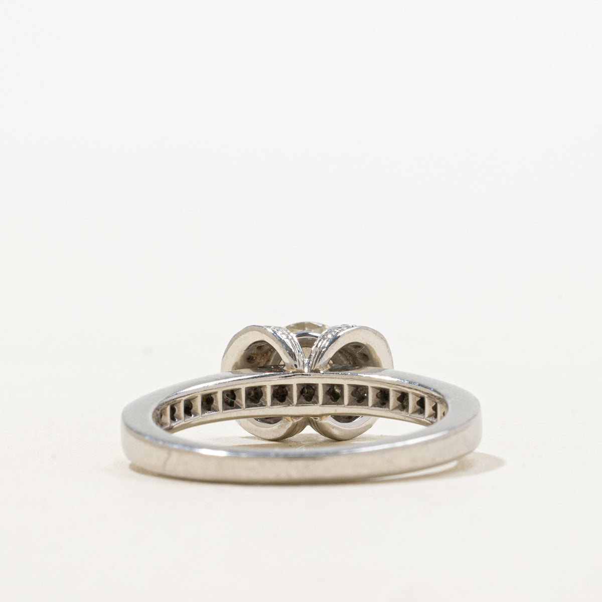 'Tiffany & Co.' Ribbon Engagement Ring in Platinum | 0.73ct VVS1 H Ex, 0.30ctw | SZ 5