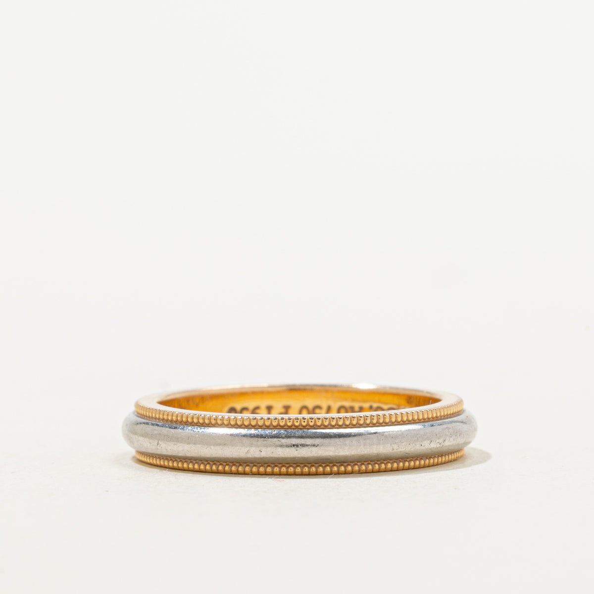 'Tiffany & Co.' Tiffany Together Milgrain Band Ring in 18k and Platinum | 3.5mm | SZ 6.5